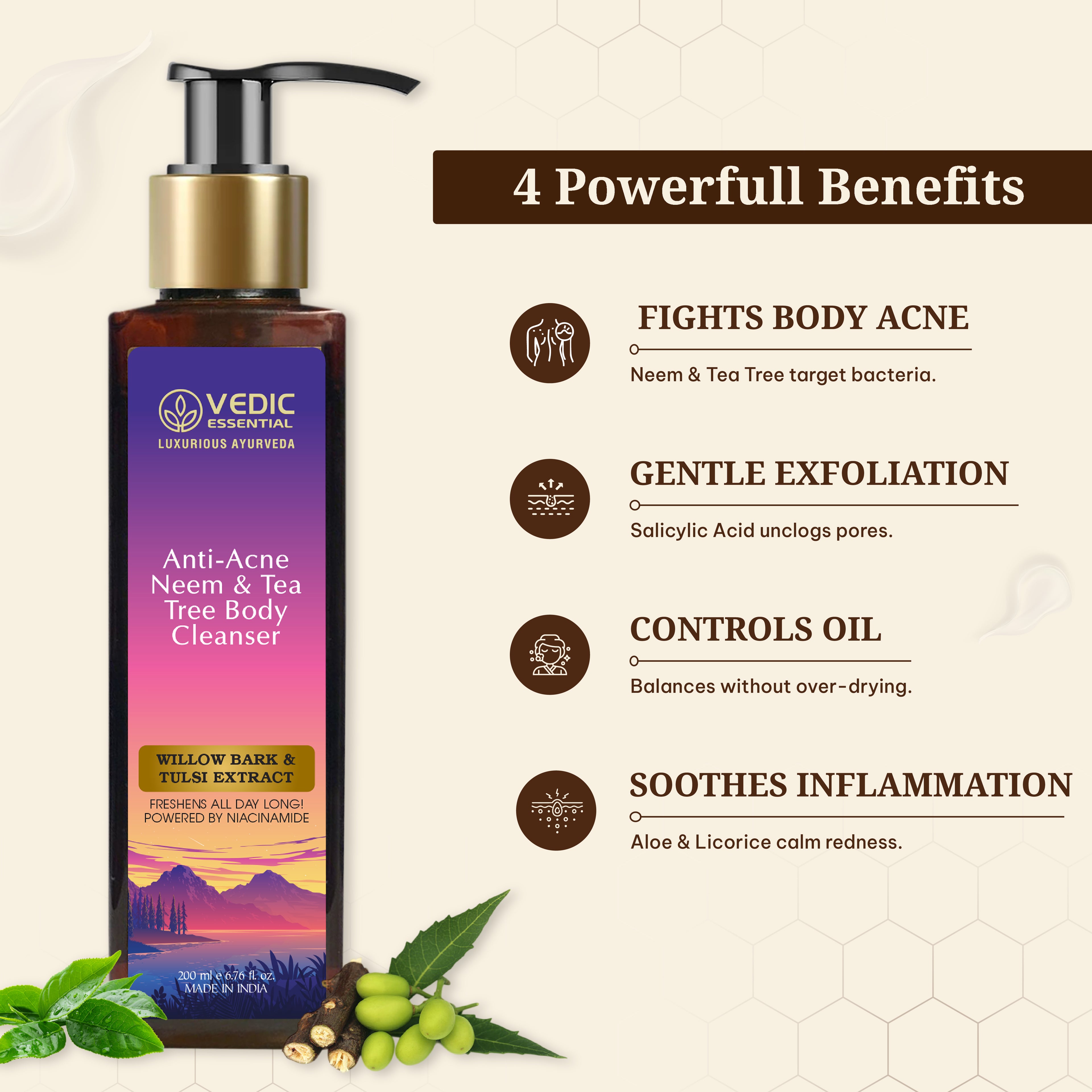 Anti-Acne Neem & Tea Tree Body Cleanser (200 ml)
